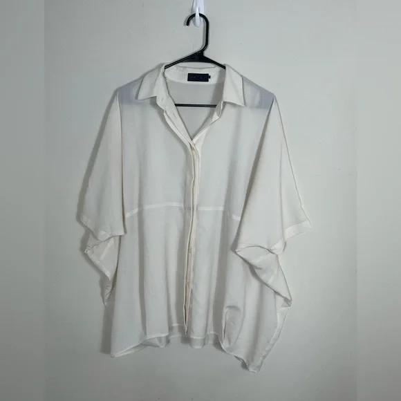 HATCH The Notched Blouse Cream One Size Deep VNeck Dolman Elbow Sleeve Maternity - Picture 3 of 8